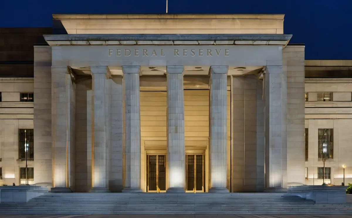 Façade de la Réserve fédérale américaine à Washington à l'aube